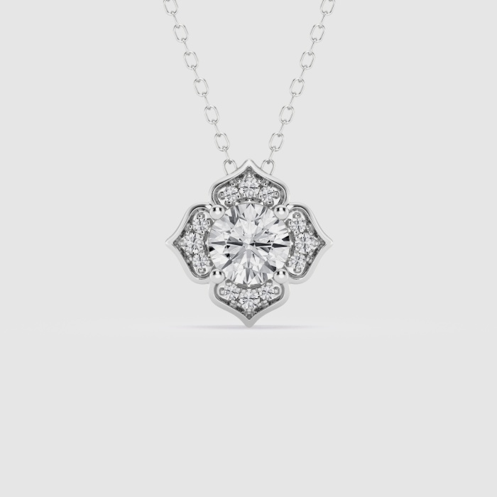 3/4 ctw Round Natural Diamond Floral Fashion Pendant