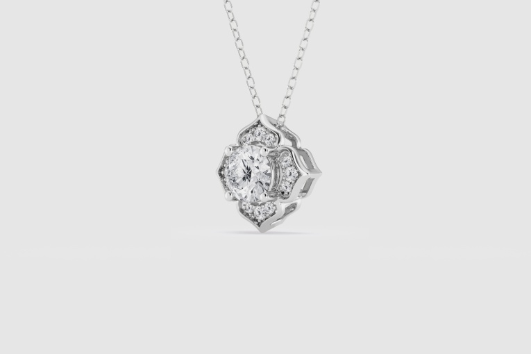 3/4 ctw Round Natural Diamond Floral Fashion Pendant