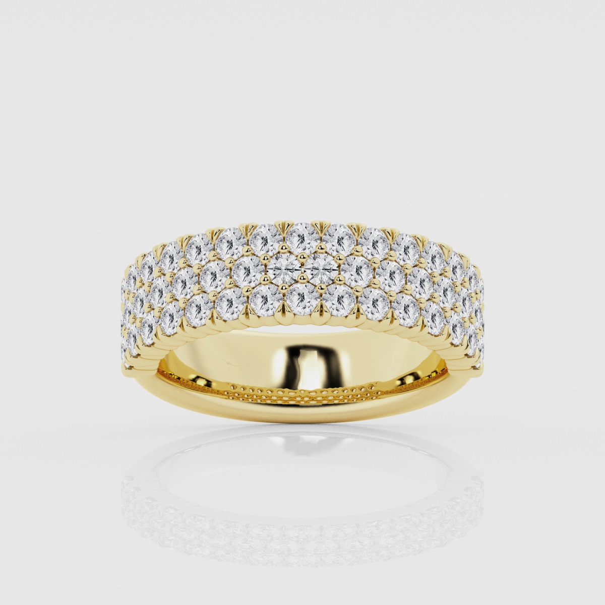 Natural Diamond | 1 1/2 ctw Round Three Row Fashion Band