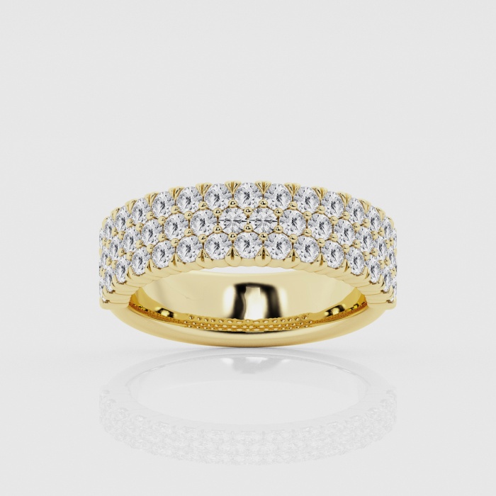 Natural Diamond | 1 1/2 ctw Round Three Row Fashion Band