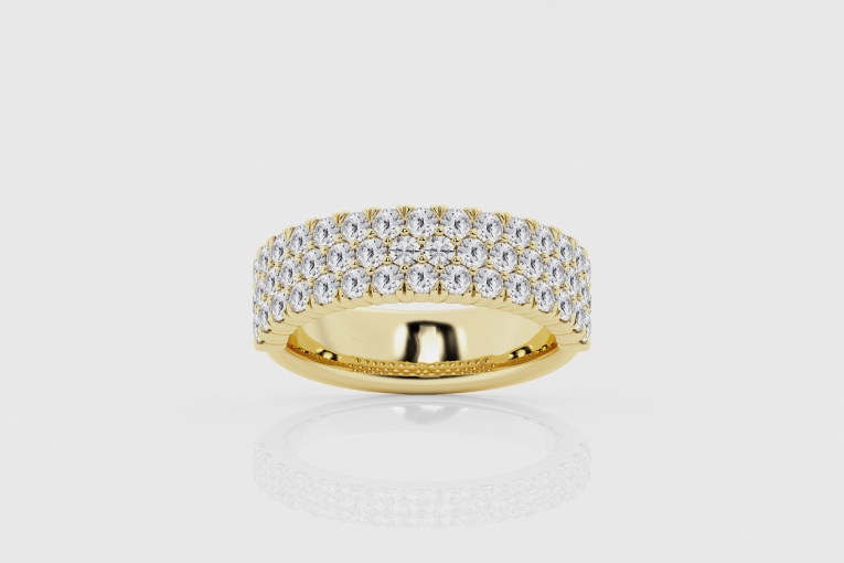 Natural Diamond | 1 1/2 ctw Round Three Row Fashion Band