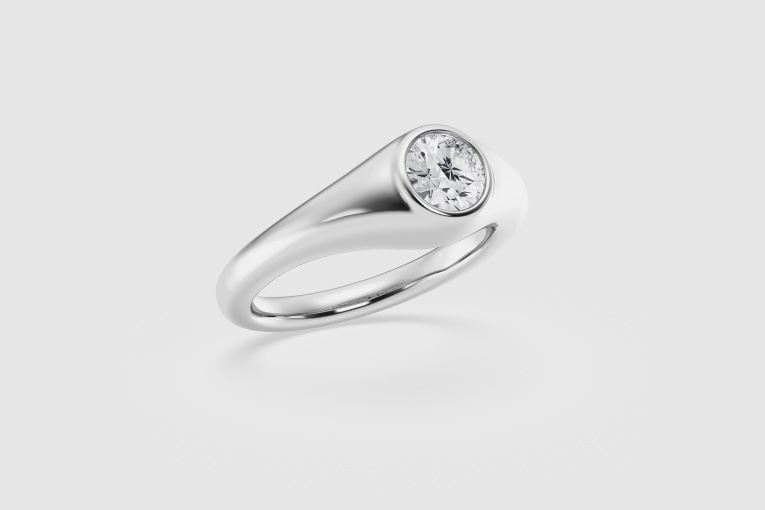 3/4 ctw Round Natural Diamond Bezel Set Solitaire Fashion Ring
