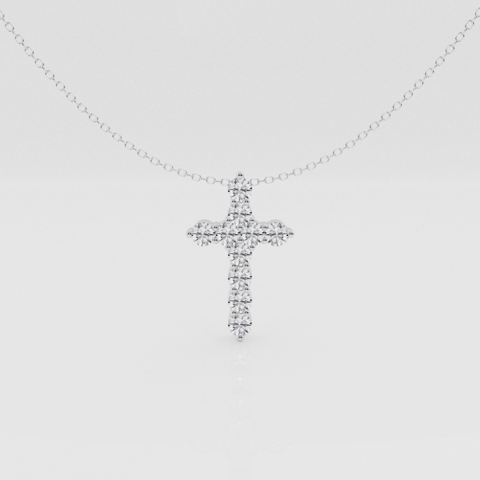 Natural Diamond | 1 ctw Round Cross Pendant