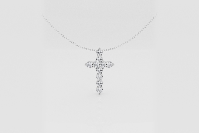 Natural Diamond | 1 ctw Round Cross Pendant