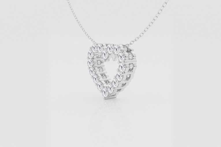 Natural Diamond | 1 ctw Round Heart Pendant