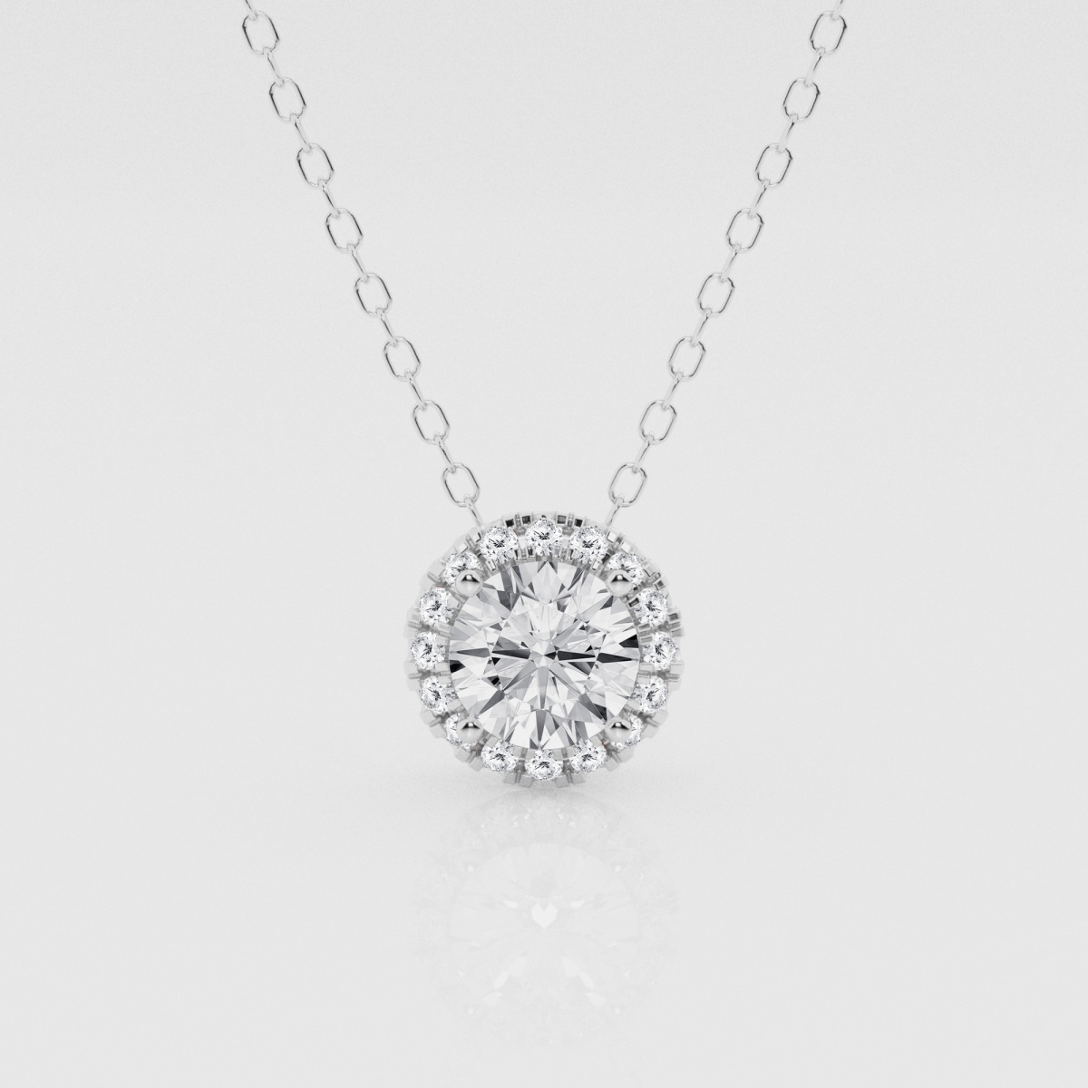 Natural Diamond | 1/2 ctw Round 4-Prong Halo Pendant