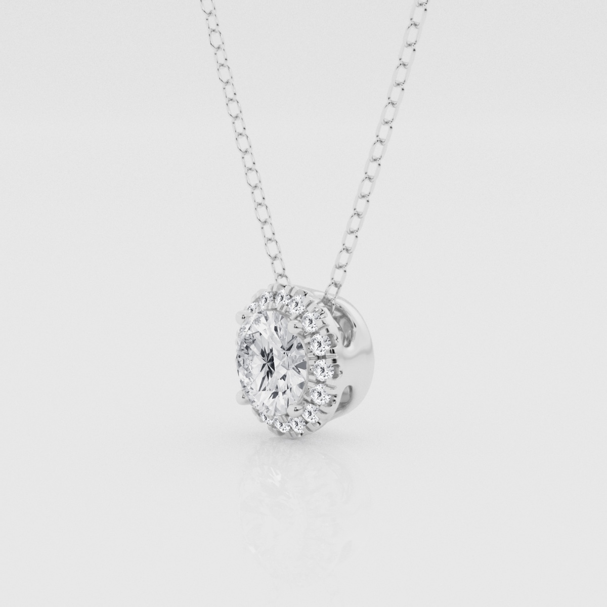 Natural Diamond | 1/2 ctw Round 4-Prong Halo Pendant