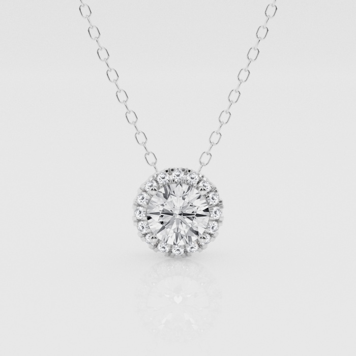 Natural Diamond | 1/2 ctw Round 4-Prong Halo Pendant