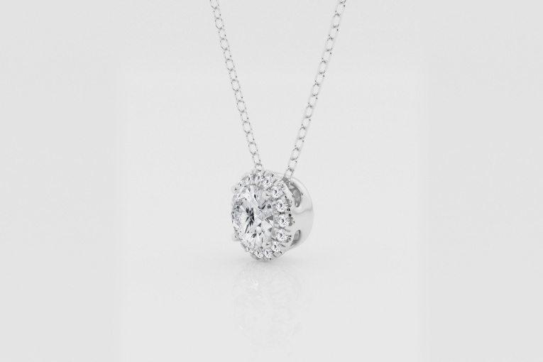 Natural Diamond | 1/2 ctw Round 4-Prong Halo Pendant