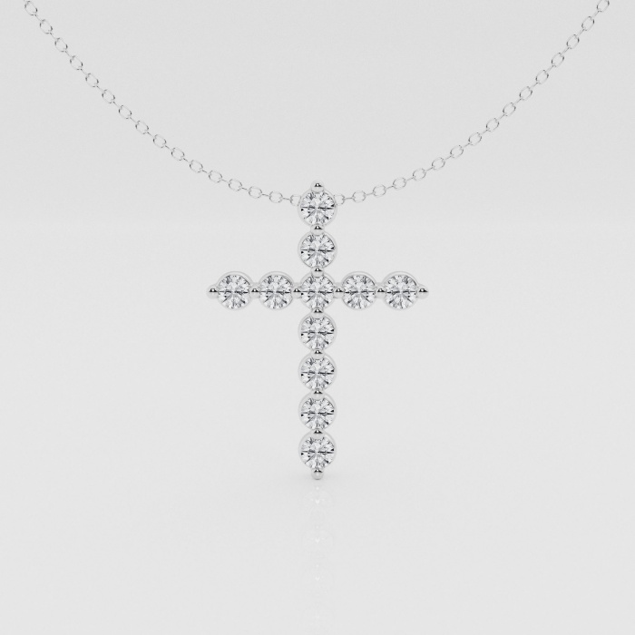 Natural Diamond | 1 ctw Round Cross Pendant