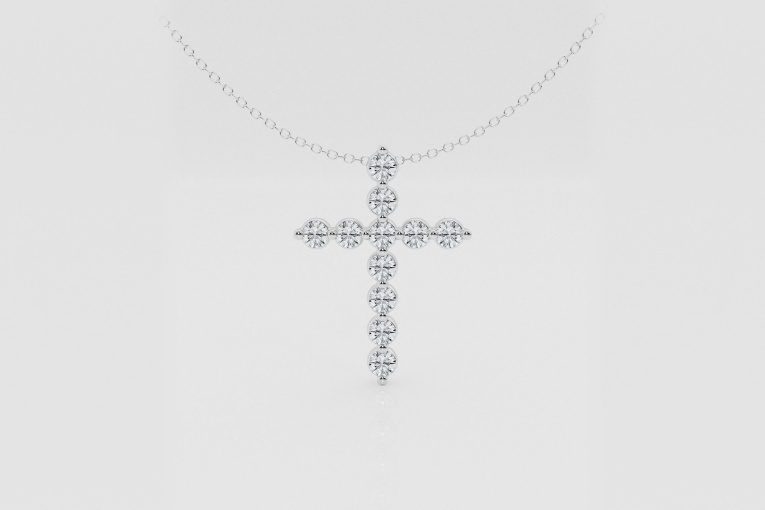 Natural Diamond | 1 ctw Round Cross Pendant