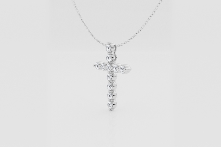 Natural Diamond | 1 ctw Round Cross Pendant