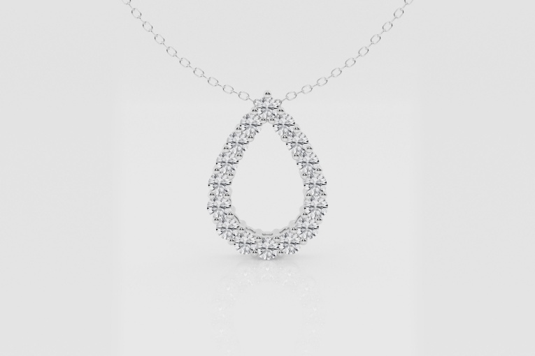 Natural Diamond | 1 ctw Round Tear Drop Fashion Pendant