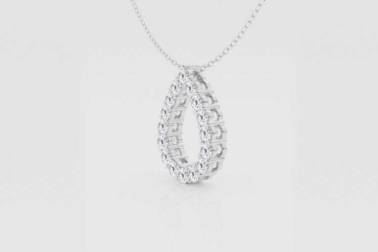 Natural Diamond | 1 ctw Round Tear Drop Fashion Pendant