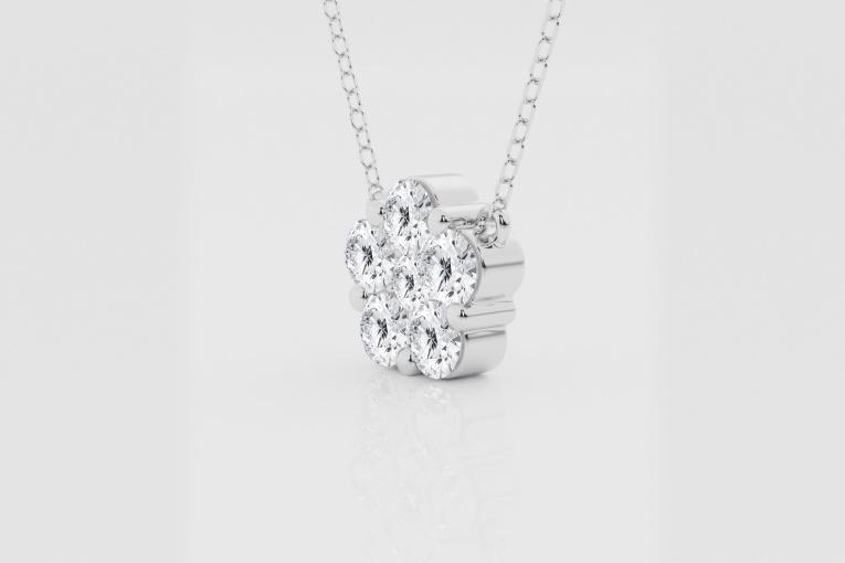 Natural Diamond | 1 ctw Round Flower Fashion Pendant