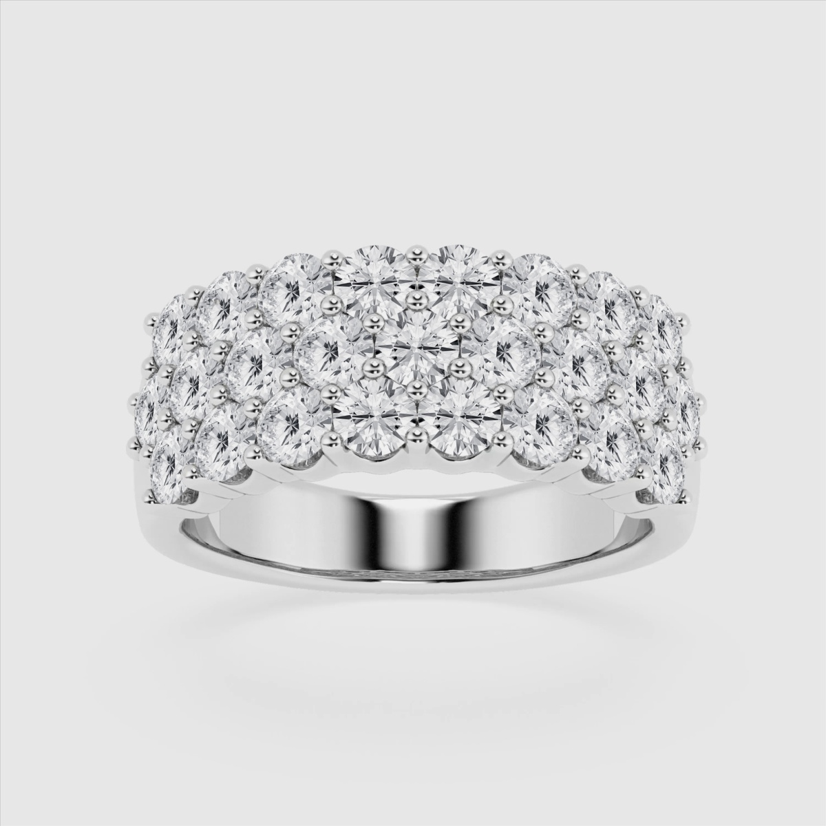 Natural Diamond | 2 ctw Round Three Row Fashion Band