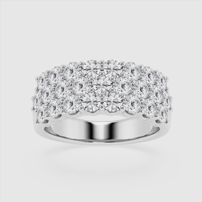 Natural Diamond | 2 ctw Round Three Row Fashion Band