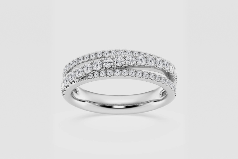 Natural Diamond | 2/3 ctw Round Crossover Fashion Band