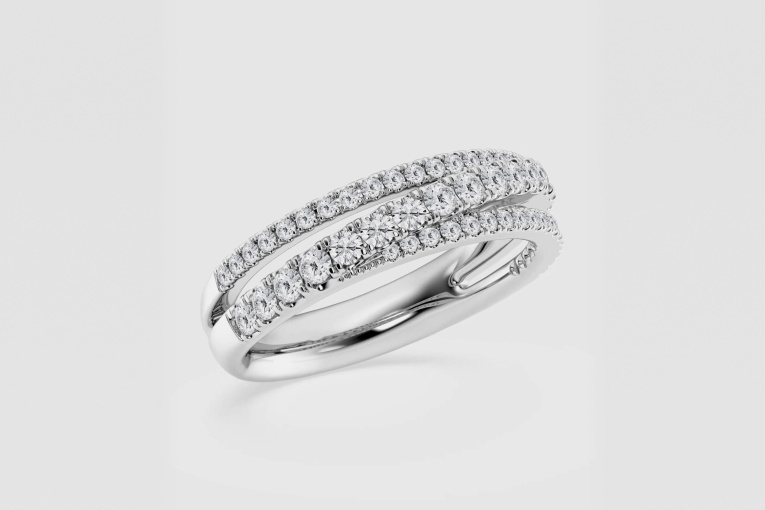 Natural Diamond | 2/3 ctw Round Crossover Fashion Band