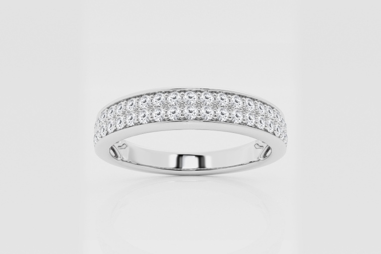 Natural Diamond | 2/5 ctw Round Double Row Stackable Ring