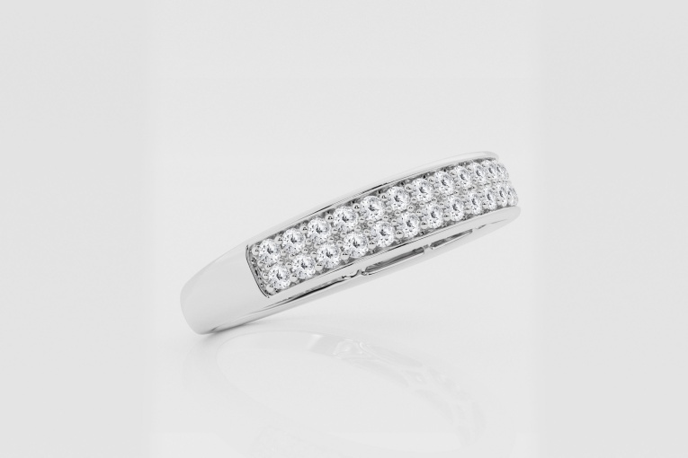 Natural Diamond | 2/5 ctw Round Double Row Stackable Ring