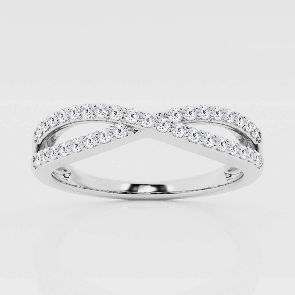 Natural Diamond | 1/4 ctw Round Crossover Stackable Ring