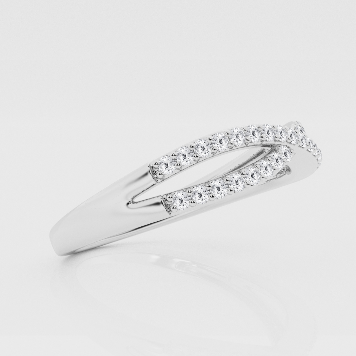 Natural Diamond | 1/4 ctw Round Crossover Stackable Ring