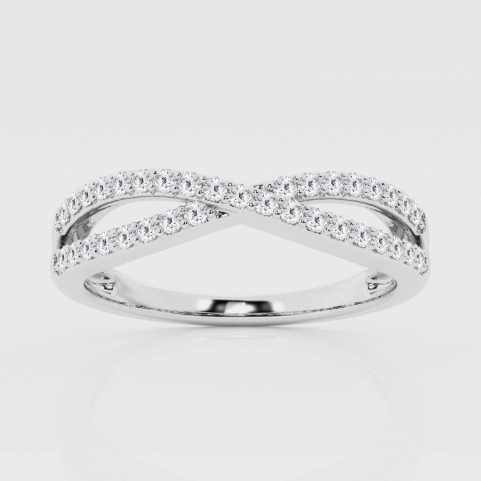 Natural Diamond | 1/4 ctw Round Crossover Stackable Ring