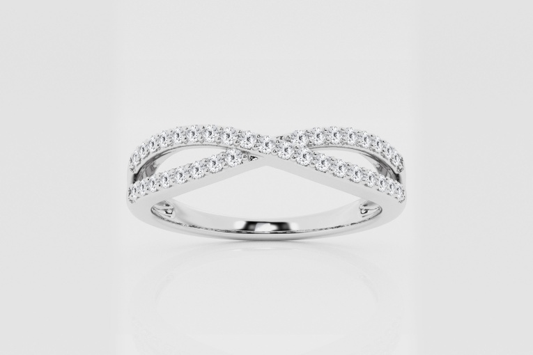 Natural Diamond | 1/4 ctw Round Crossover Stackable Ring