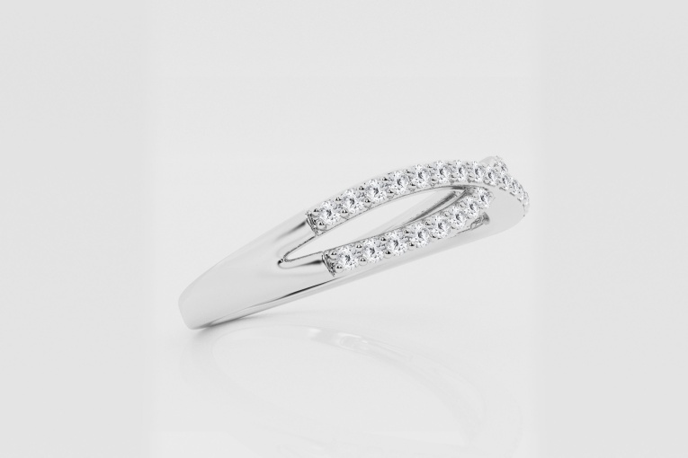 Natural Diamond | 1/4 ctw Round Crossover Stackable Ring