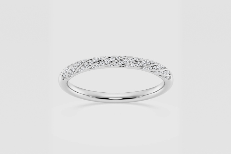 Natural Diamond | 1/5 ctw Round Twist Stackable Ring