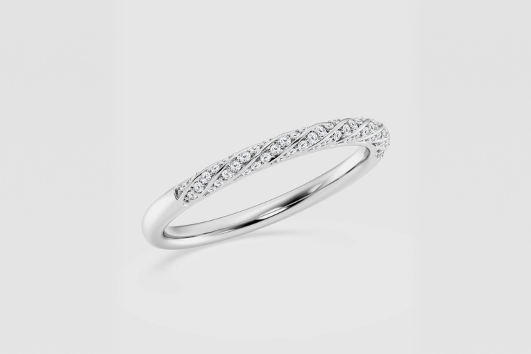 Natural Diamond | 1/5 ctw Round Twist Stackable Ring