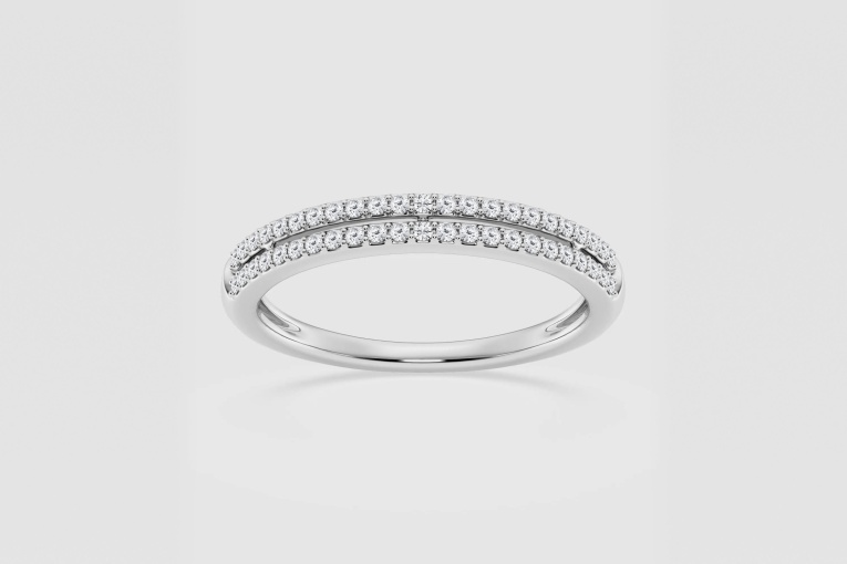 Natural Diamond | 1/5 ctw Round Double Row Stackable Ring