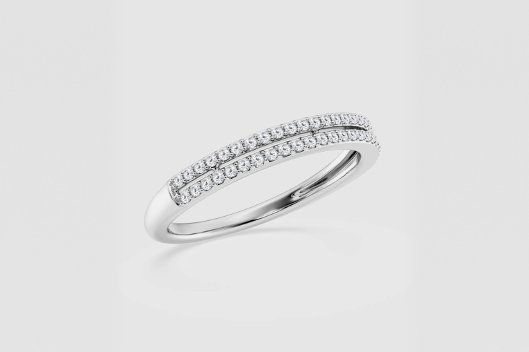 Natural Diamond | 1/5 ctw Round Double Row Stackable Ring