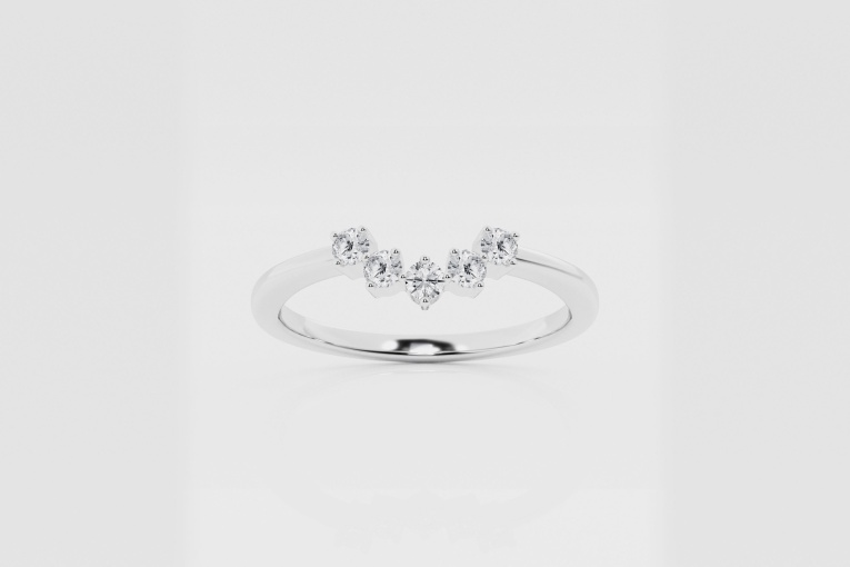 Natural Diamond | 1/6 ctw Round Curved Stackable Ring