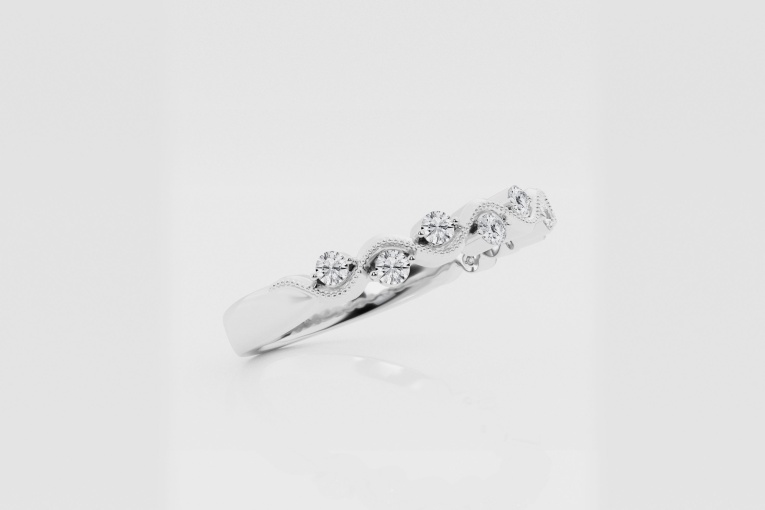 Natural Diamond | 1/4 ctw Round Wavy Stackable Ring