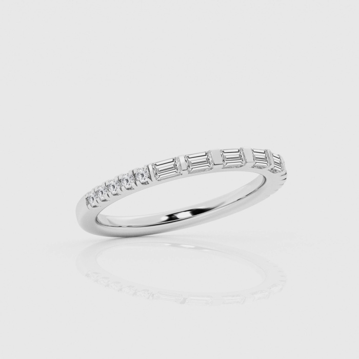 Natural Diamond | 1/3 ctw Round and Baguette Wedding Band