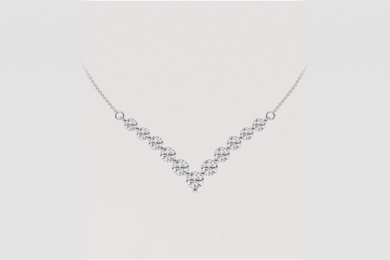 Natural Diamond | 2 ctw Round Chevron Center Fashion Necklace