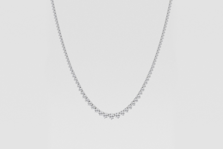 Natural Diamond | 12 ctw Round Graduated Riviera Fashion Necklace