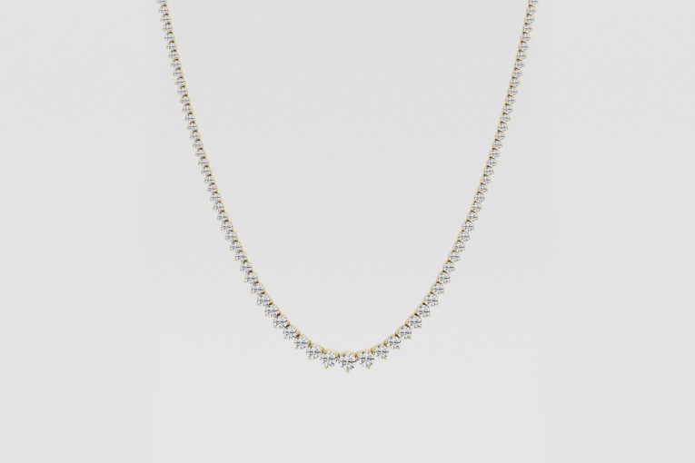 Natural Diamond | 13 ctw Round Graduated Riviera Fashion Necklace