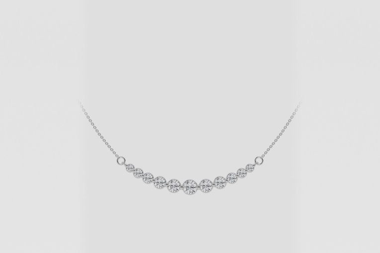 Natural Diamond | 1 ctw Round Curved Bar Fashion Necklace