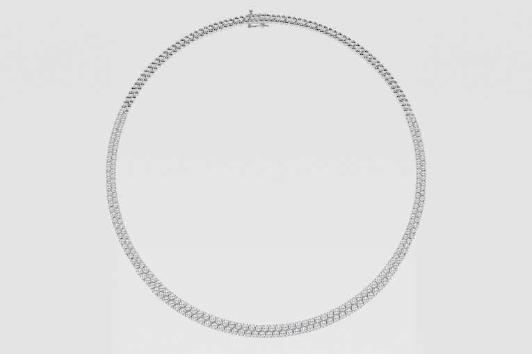 Natural Diamond | 11 ctw Round Double Row Tennis Necklace