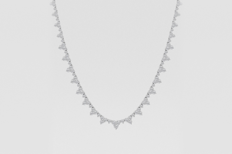 Natural Diamond | 11 1/3 ctw Round Graduated Trinity Fashion Necklace