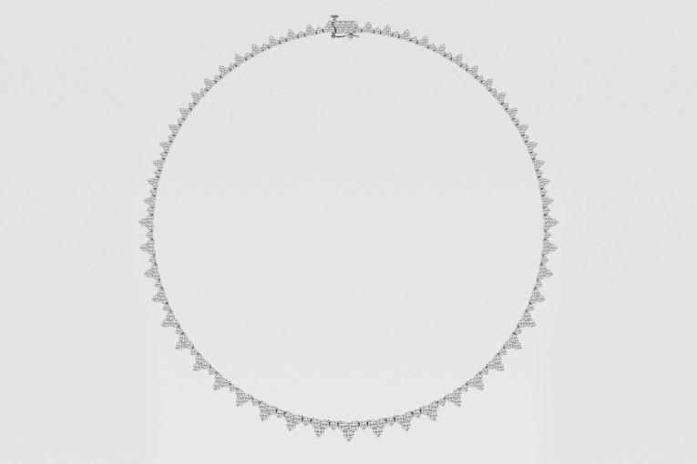 Natural Diamond | 11 1/3 ctw Round Graduated Trinity Fashion Necklace