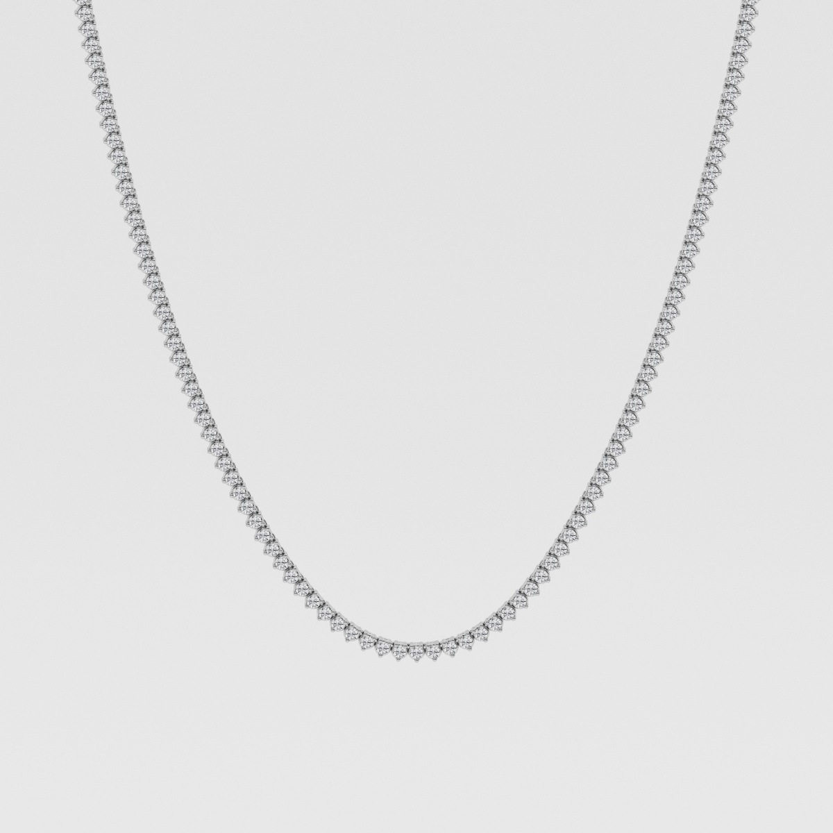 Natural Diamond | 5 ctw Round Three Prong Tennis Necklace