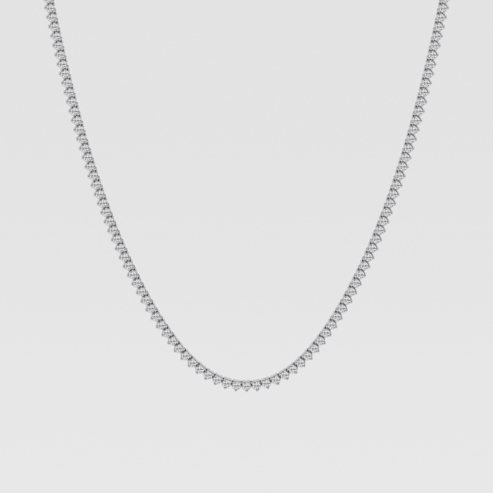 Natural Diamond | 5 ctw Round Three Prong Tennis Necklace