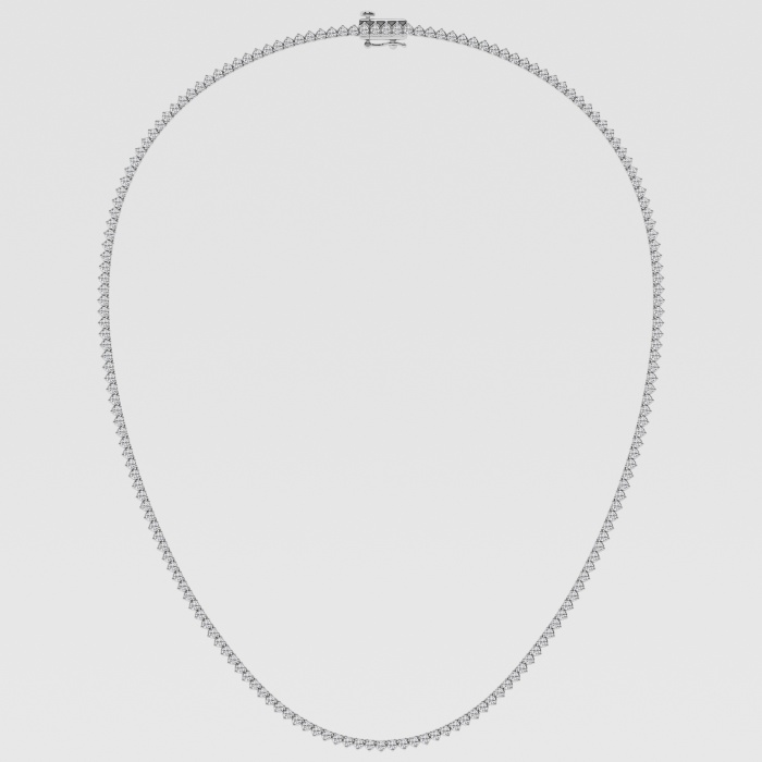 Natural Diamond | 5 ctw Round Three Prong Tennis Necklace