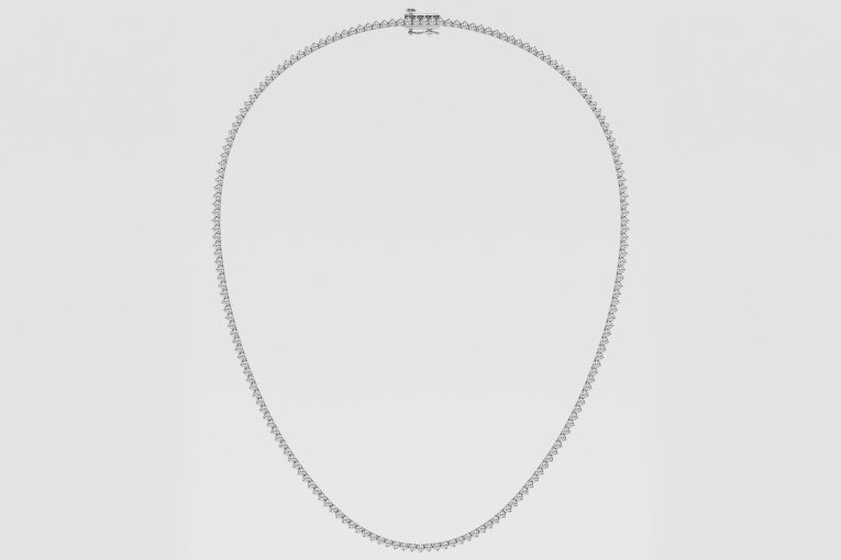 Natural Diamond | 5 ctw Round Three Prong Tennis Necklace