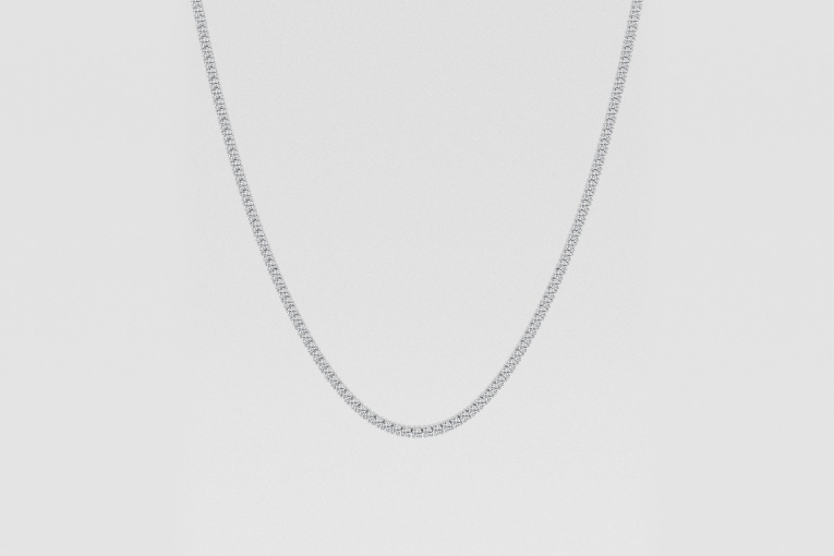 Natural Diamond | 7 1/4 ctw Round Four Prong Tennis Necklace