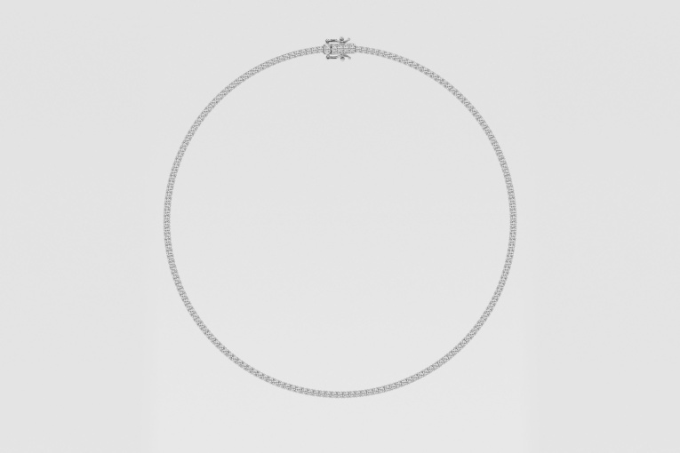 Natural Diamond | 7 1/4 ctw Round Four Prong Tennis Necklace